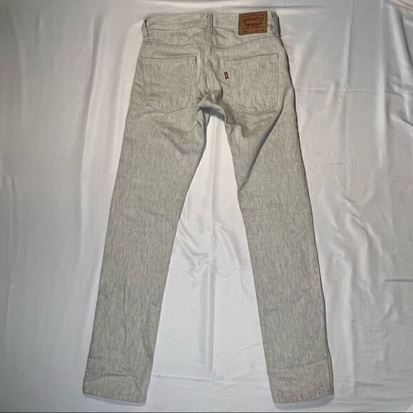 Mens Levi's 511 Skinny 30x30 Straight Leg Light Grey White Denim Jeans - Picture 7 of 9